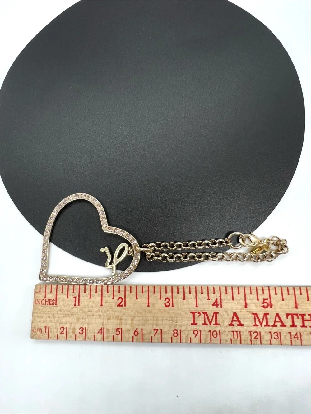 agnès b. Gold Heart Pink Crystal Bag Charm Keychain Signature b Logo